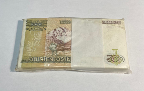 Peru: 1987 500 Intis Banknotes Bundle (100 pcs)